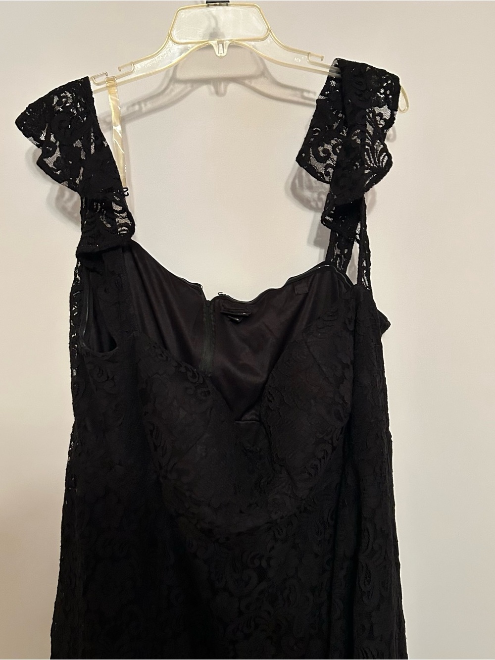 torrid Black Lace Chemise with Ruffled Straps